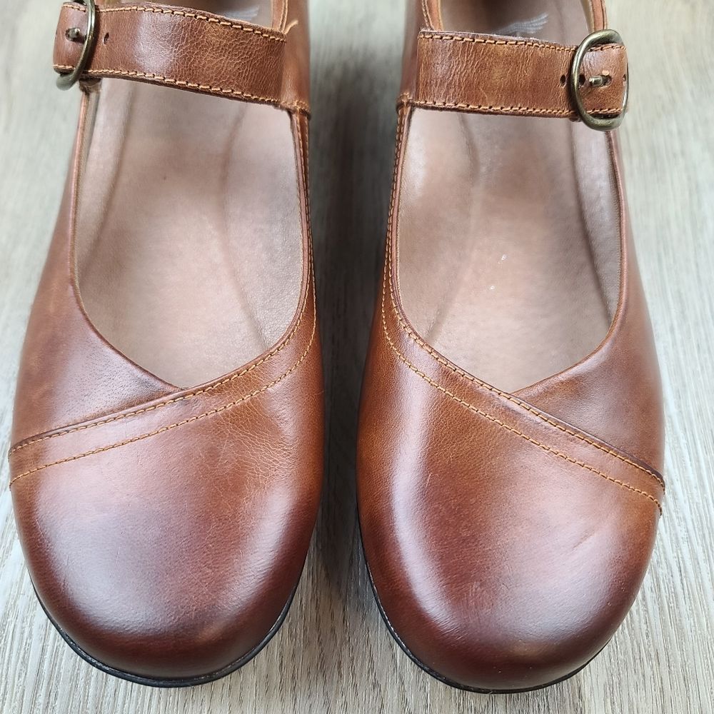 NWOB Dansko Fawna Mary Jane Chestnut Burnished Calf Leather Shoes size 9 - Picture 3 of 14
